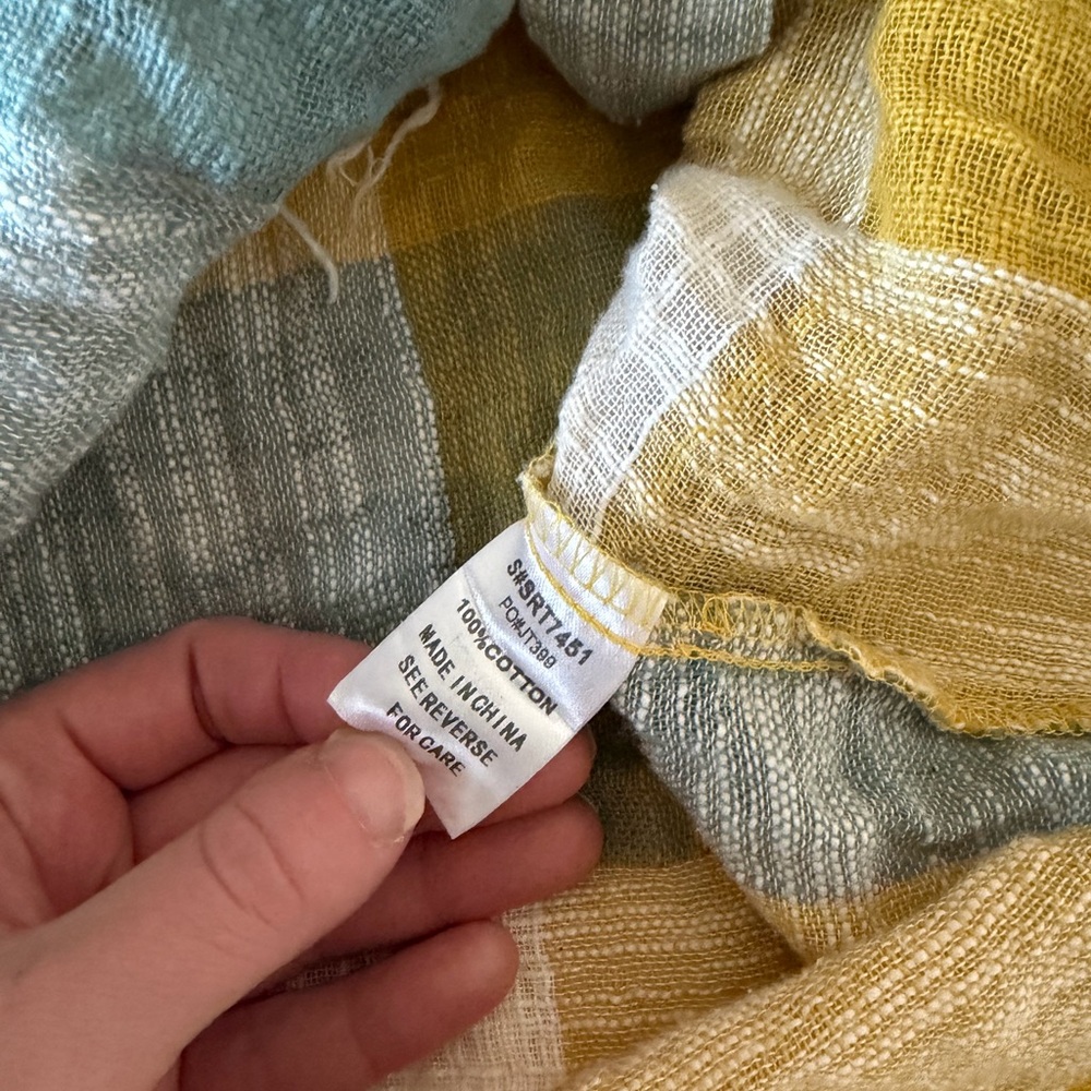 LA MIEL Checkered Shirt in Mustard and Teal - Picture 5 of 5